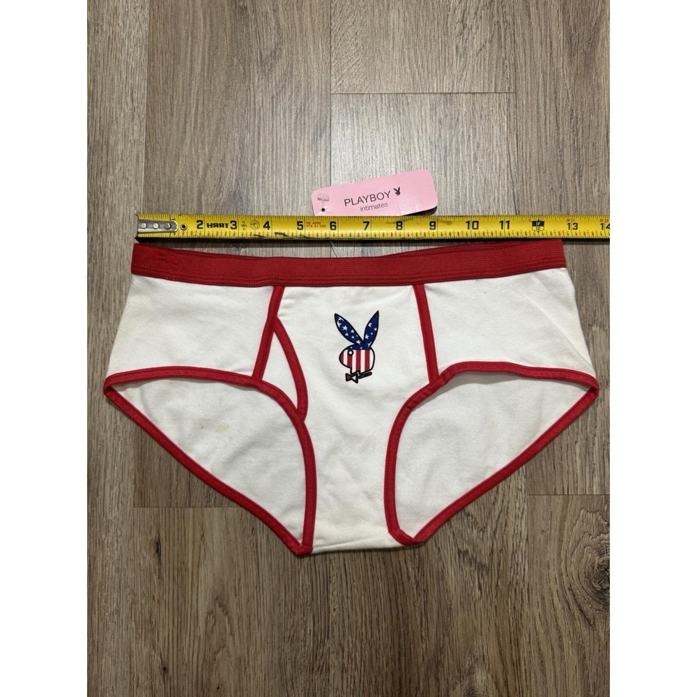 Y2K Vintage Playboy Bunny Head USA Flag Briefs Underwear Size L - Picture 9 of 15